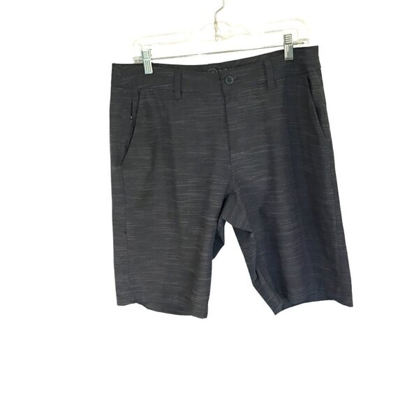 Hang Ten Men's Bermuda Shorts in Heathered Blue Sz 32 Belt Loops Pockets Stretch - Picture 1 of 11